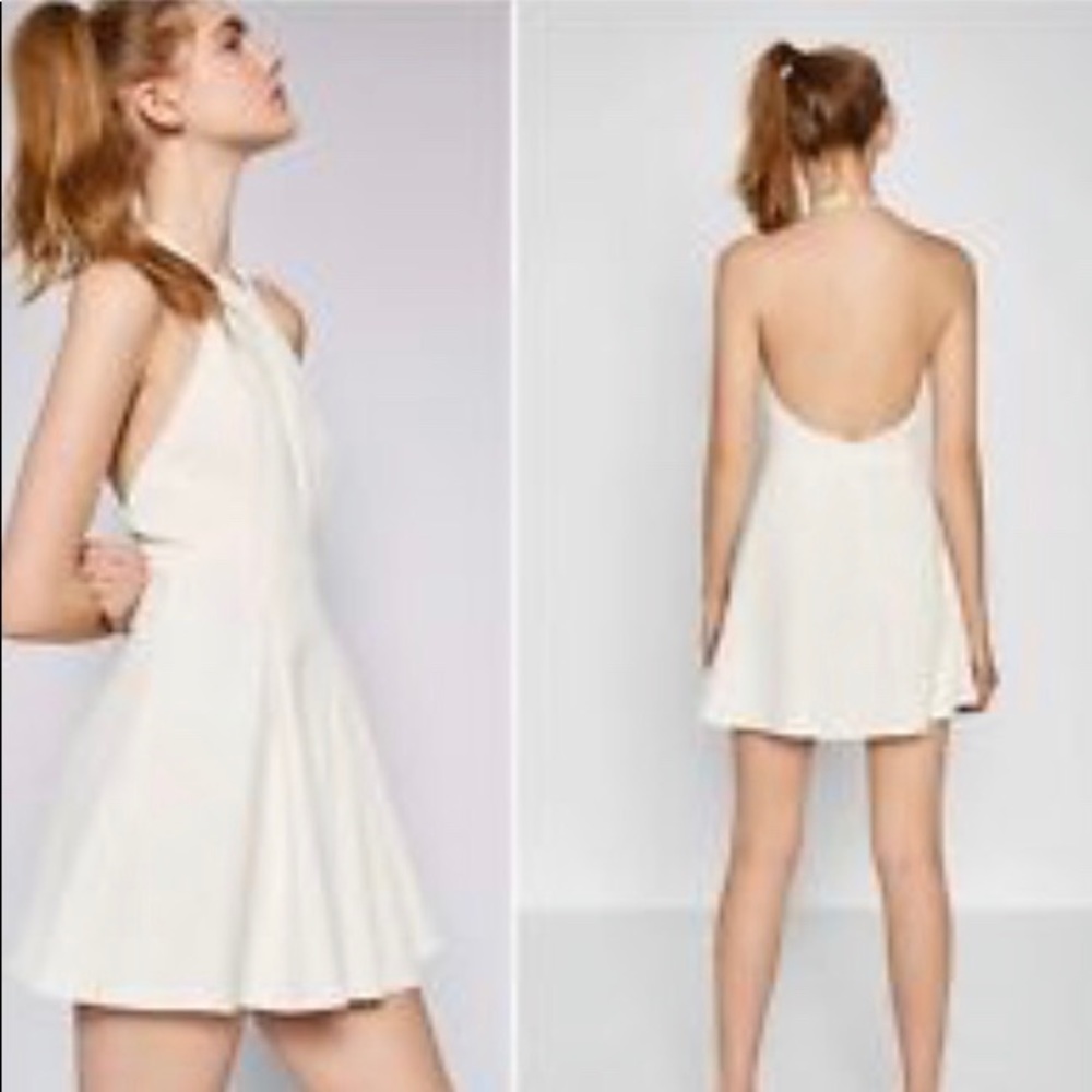 Zara white halter skater dress